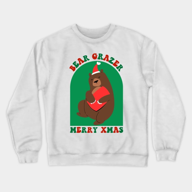 Bear Grazer Merry Christmas Gift Crewneck Sweatshirt by TayaDesign